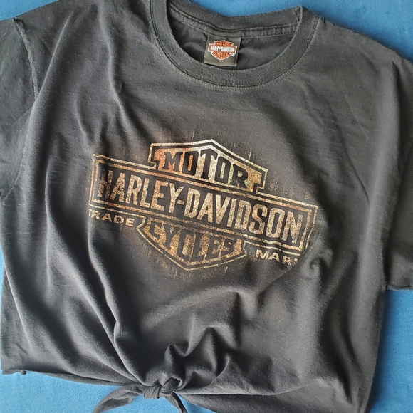 Harley-Davidson Tops - 2012 L Harley Davidson Tie Front Crop Top Tee
